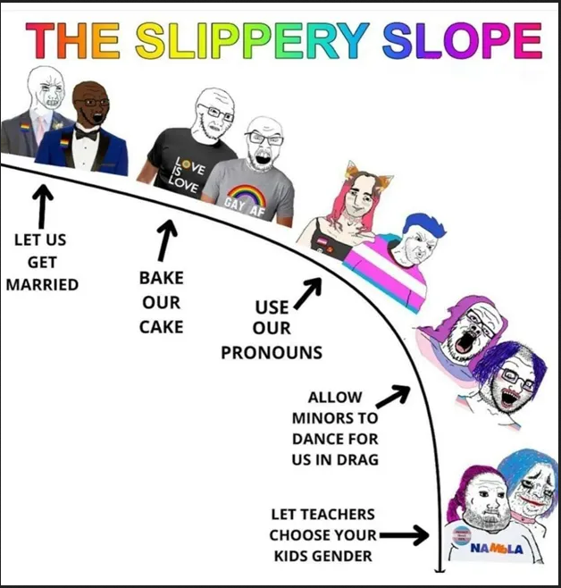 The PAC's politics differ with those of this slippery slope meme.